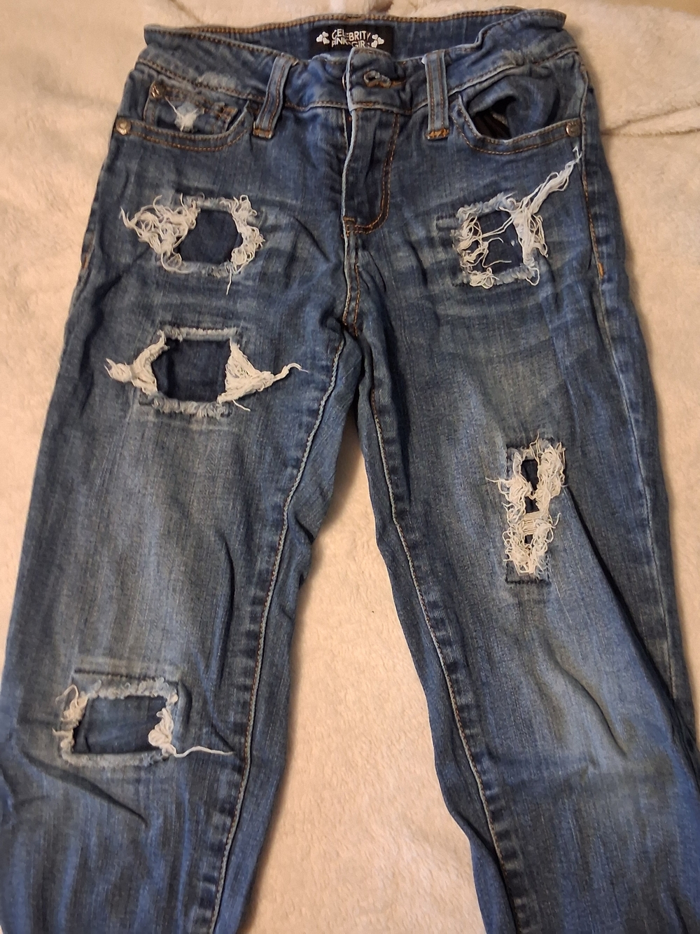 Celebrity Pink Distressed Blue Ripped Kids Jeans